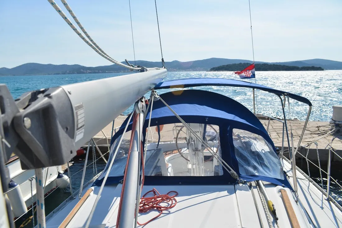 Deck of Despina, a Beneteau Oceanis Clipper 323 sailboat at Grad Biograd na Moru, Croatia