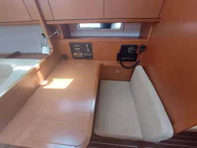 Salon of Nafsika, a Bavaria Cruiser 41 sailboat at Kontokali, Greece
