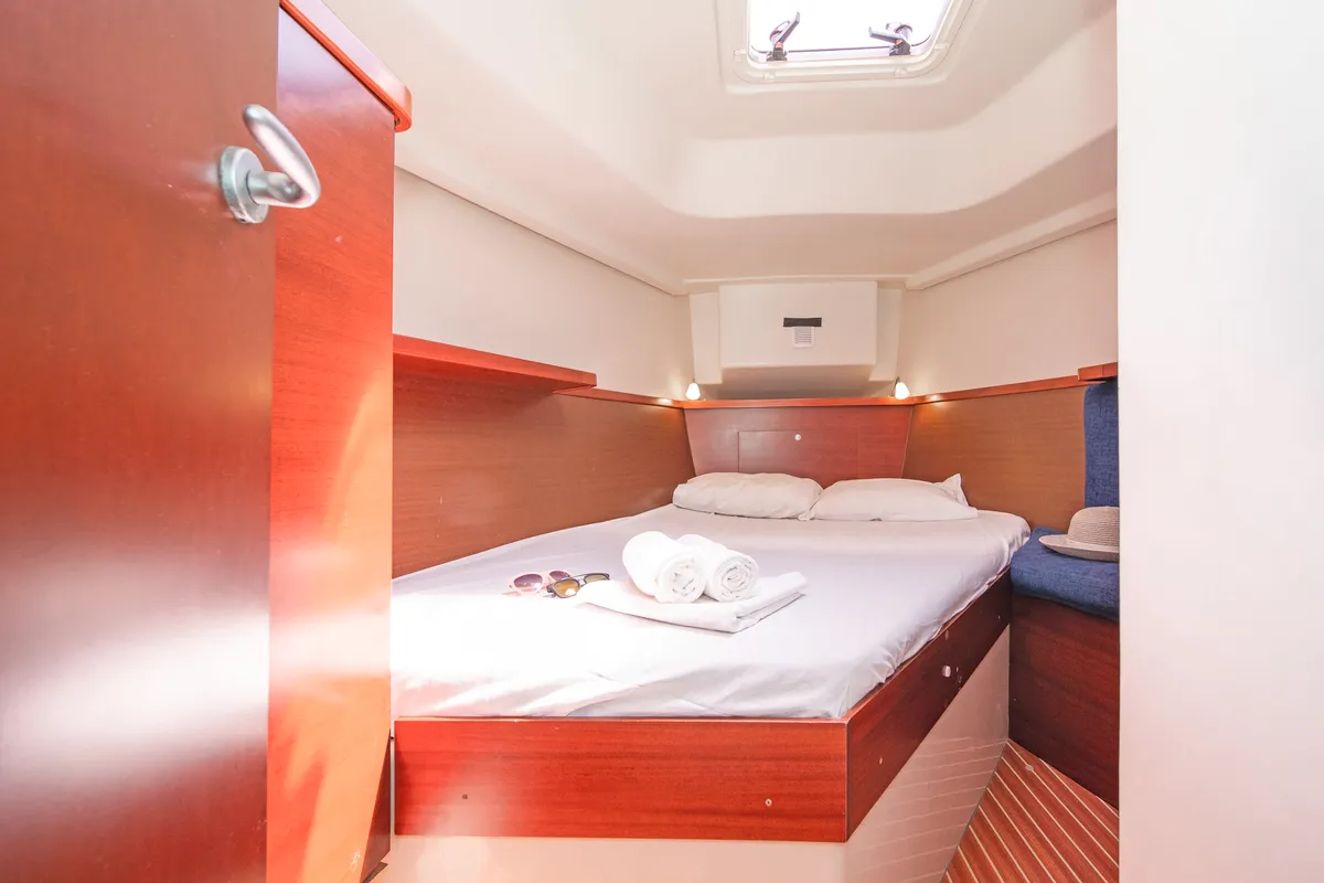 Cabin on Aeolus, a Hanse 400 sailboat at Preveza, Greece