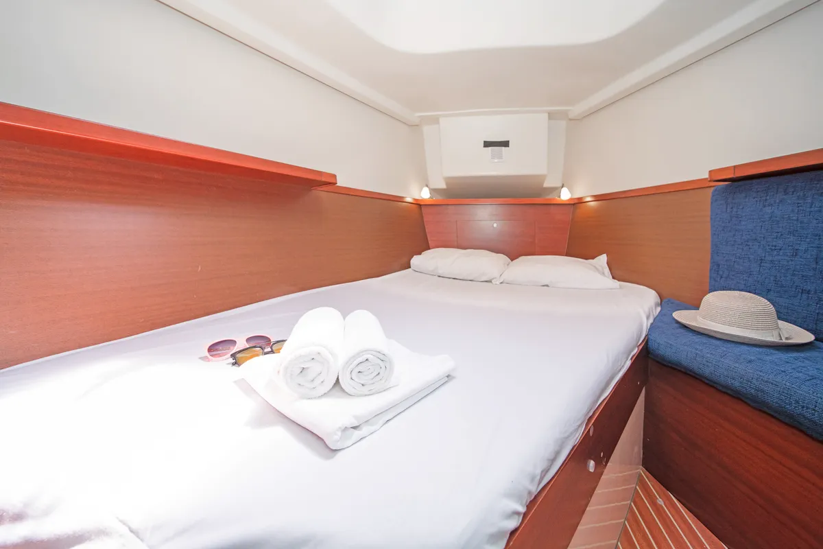Cabin on Aeolus, a Hanse 400 sailboat at Preveza, Greece