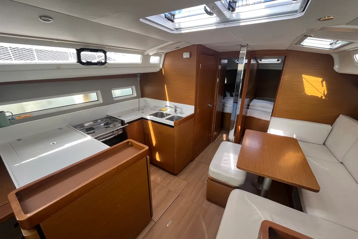 Salon of Petra, a Jeanneau Sun Odyssey 440 sailboat at Sukošan, Croatia