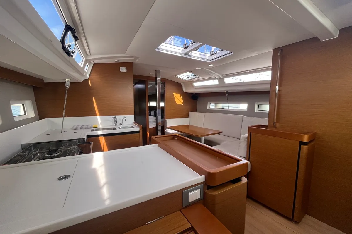 Salon of Petra, a Jeanneau Sun Odyssey 440 sailboat at Sukošan, Croatia