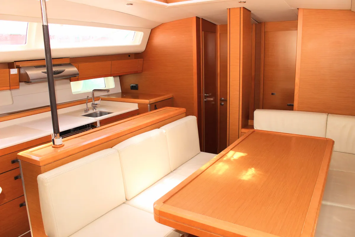 Salon of Blue Angel, a Jeanneau 54 sailboat at Split, Croatia