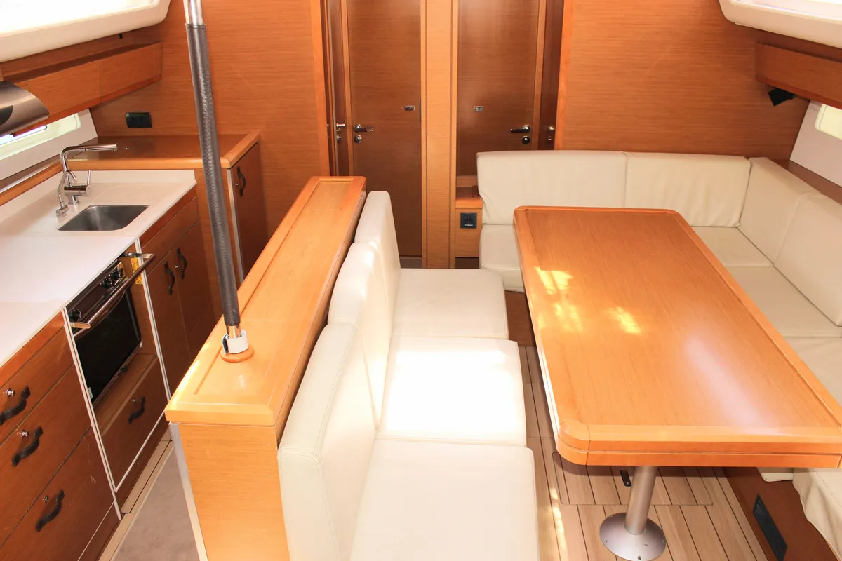Salon of Blue Angel, a Jeanneau 54 sailboat at Split, Croatia