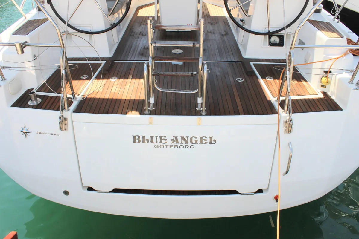 Exterior view of Blue Angel, a Jeanneau 54 sailboat at Split, Croatia