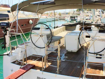 Cockpit of Blue Angel, a Jeanneau 54 sailboat at Split, Croatia