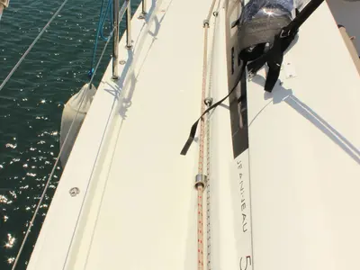 Deck of Blue Angel, a Jeanneau 54 sailboat at Split, Croatia