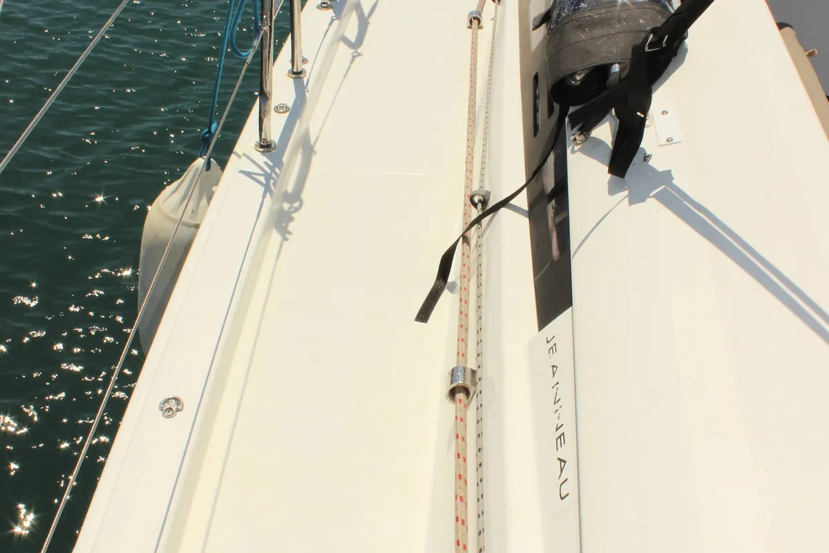 Deck of Blue Angel, a Jeanneau 54 sailboat at Split, Croatia