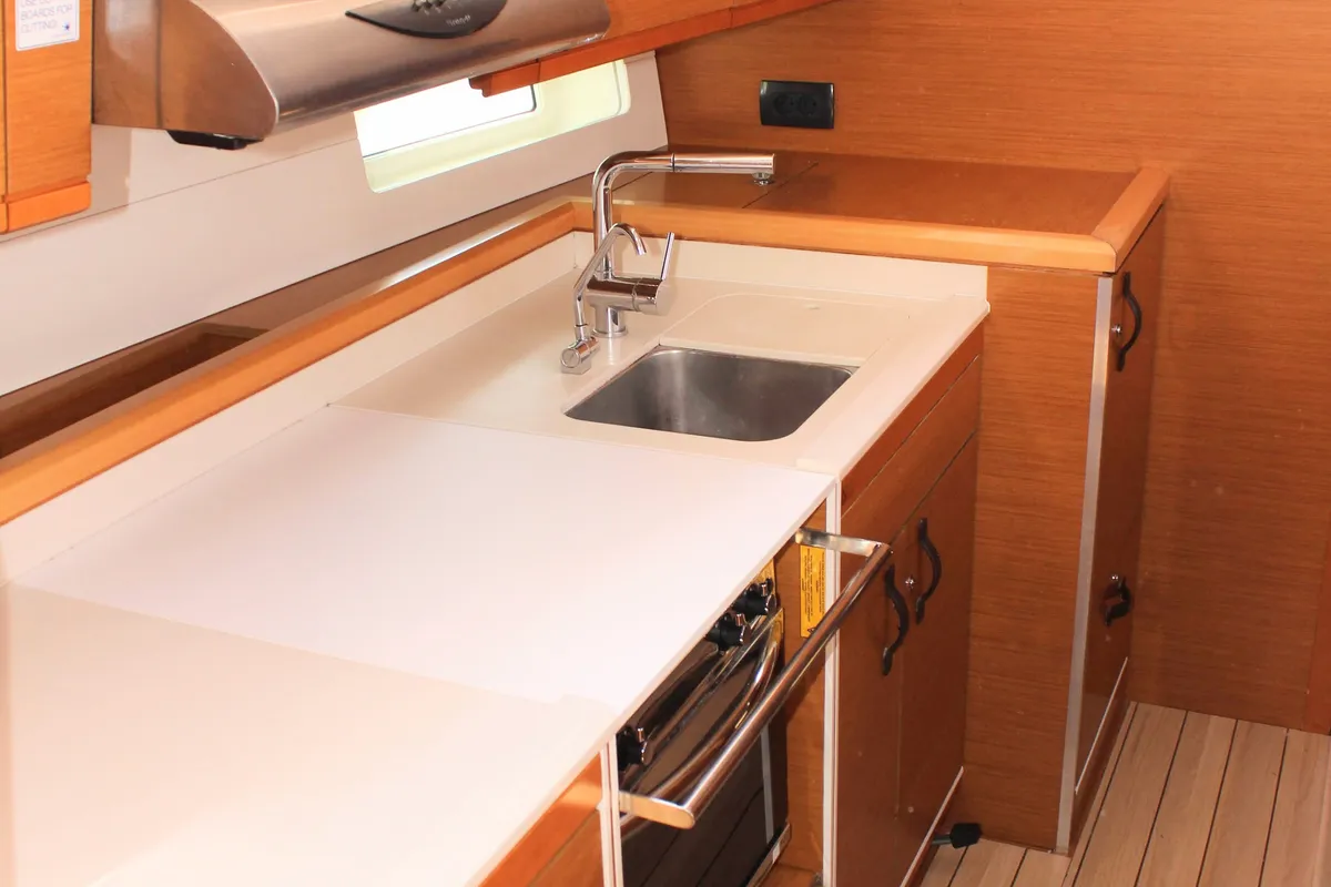 Galley of Blue Angel, a Jeanneau 54 sailboat at Split, Croatia