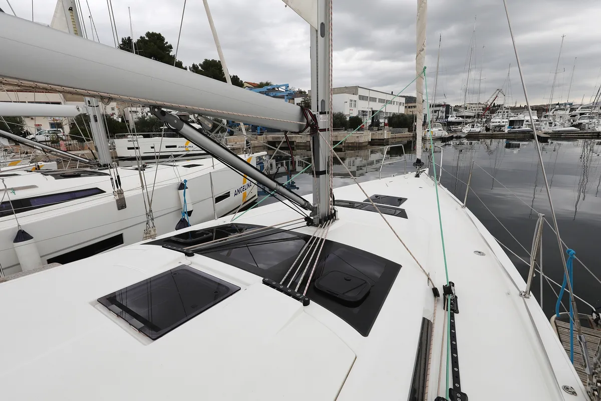Deck of Mercury, a Dufour 390 GL sailboat at Grad Biograd na Moru, Croatia