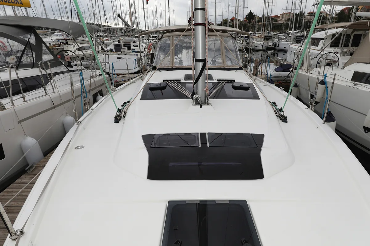 Deck of Mercury, a Dufour 390 GL sailboat at Grad Biograd na Moru, Croatia