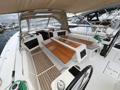 Deck of Mercury, a Dufour 390 GL sailboat at Grad Biograd na Moru, Croatia
