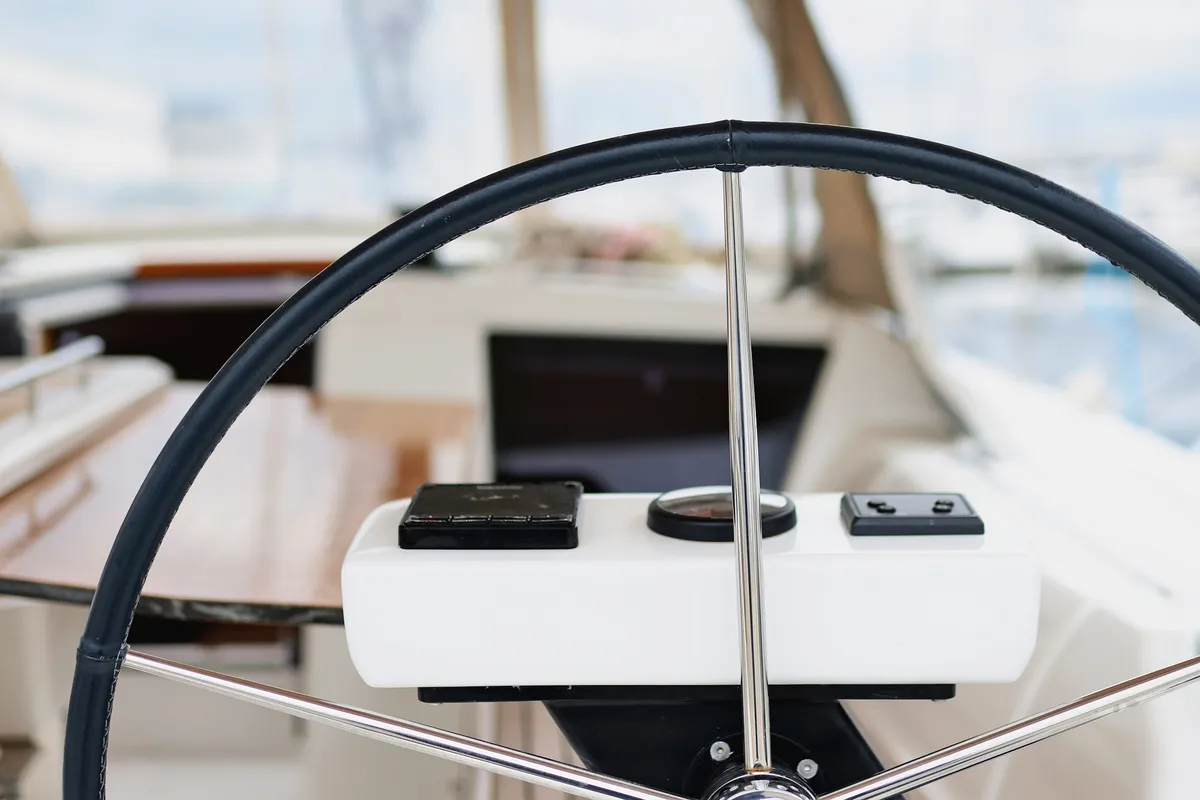 Cockpit of Mercury, a Dufour 390 GL sailboat at Grad Biograd na Moru, Croatia