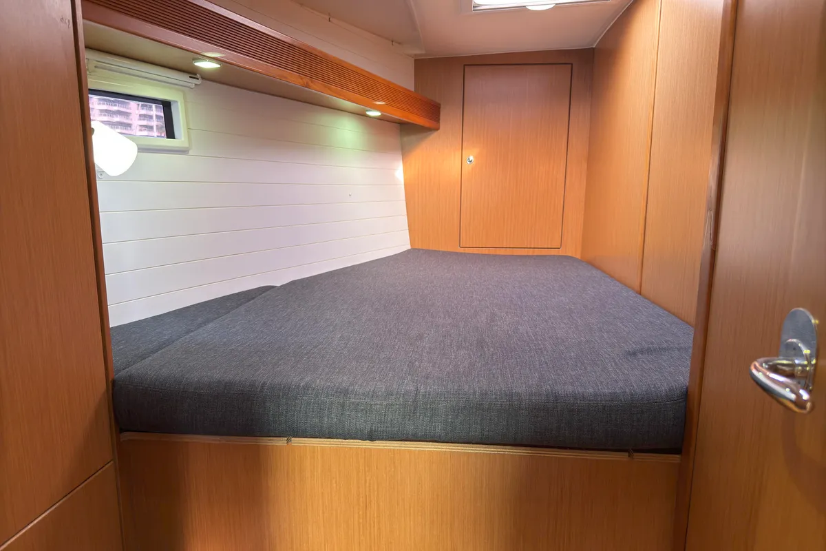 Cabin on Eva, a Bavaria Cruiser 45 sailboat at Palma de Mallorca, Spain