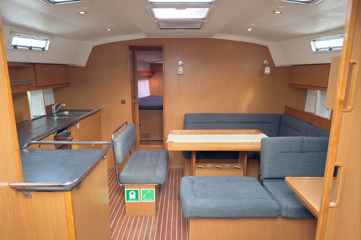 Salon of Eva, a Bavaria Cruiser 45 sailboat at Palma de Mallorca, Spain