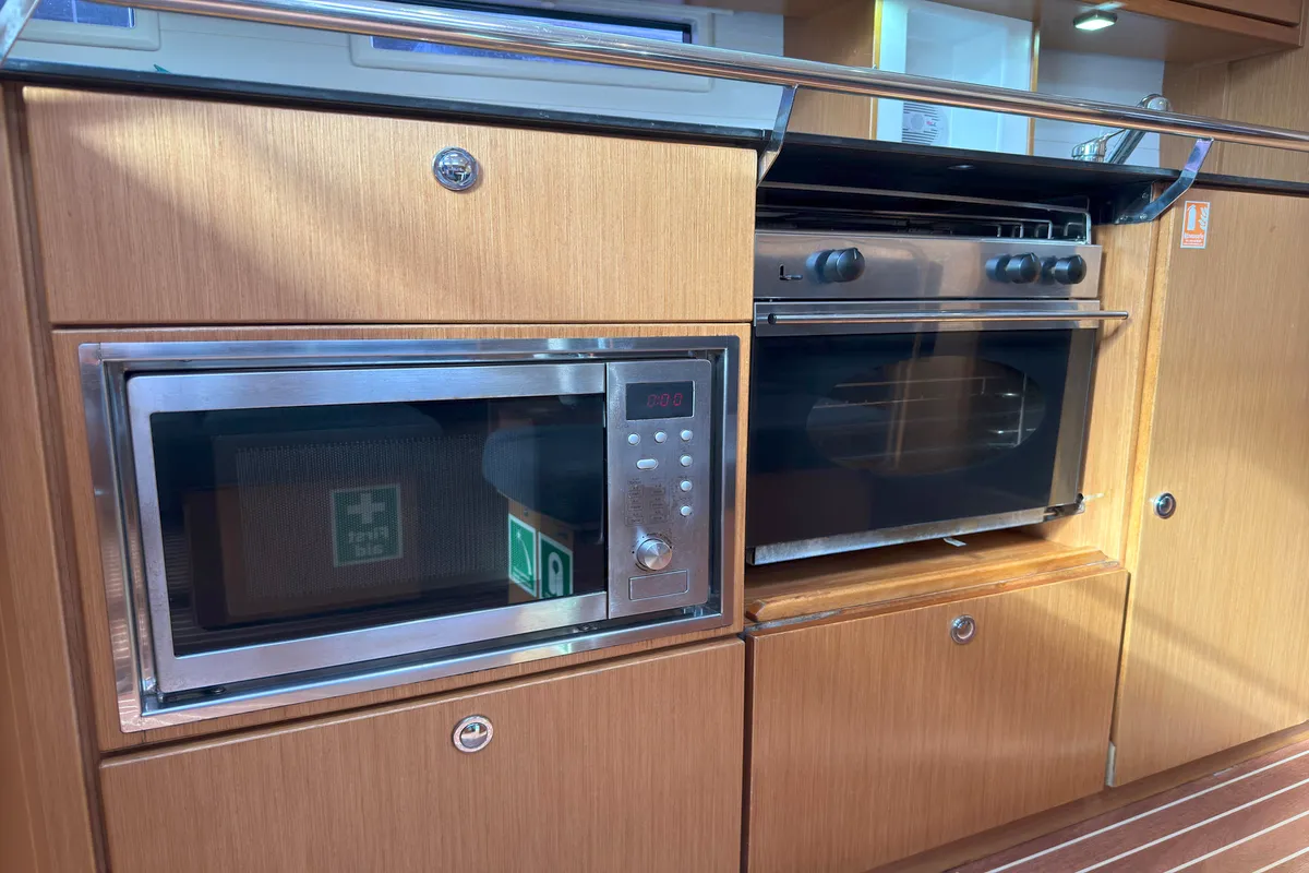 Galley of Eva, a Bavaria Cruiser 45 sailboat at Palma de Mallorca, Spain