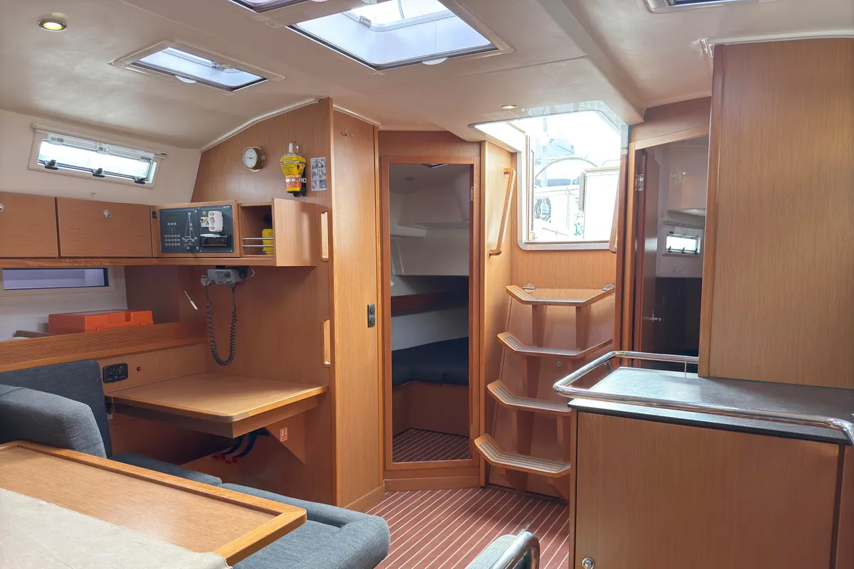 Salon of Eva, a Bavaria Cruiser 45 sailboat at Palma de Mallorca, Spain