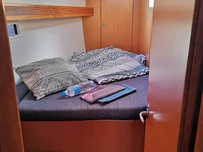 Cabin on Eva, a Bavaria Cruiser 45 sailboat at Palma de Mallorca, Spain