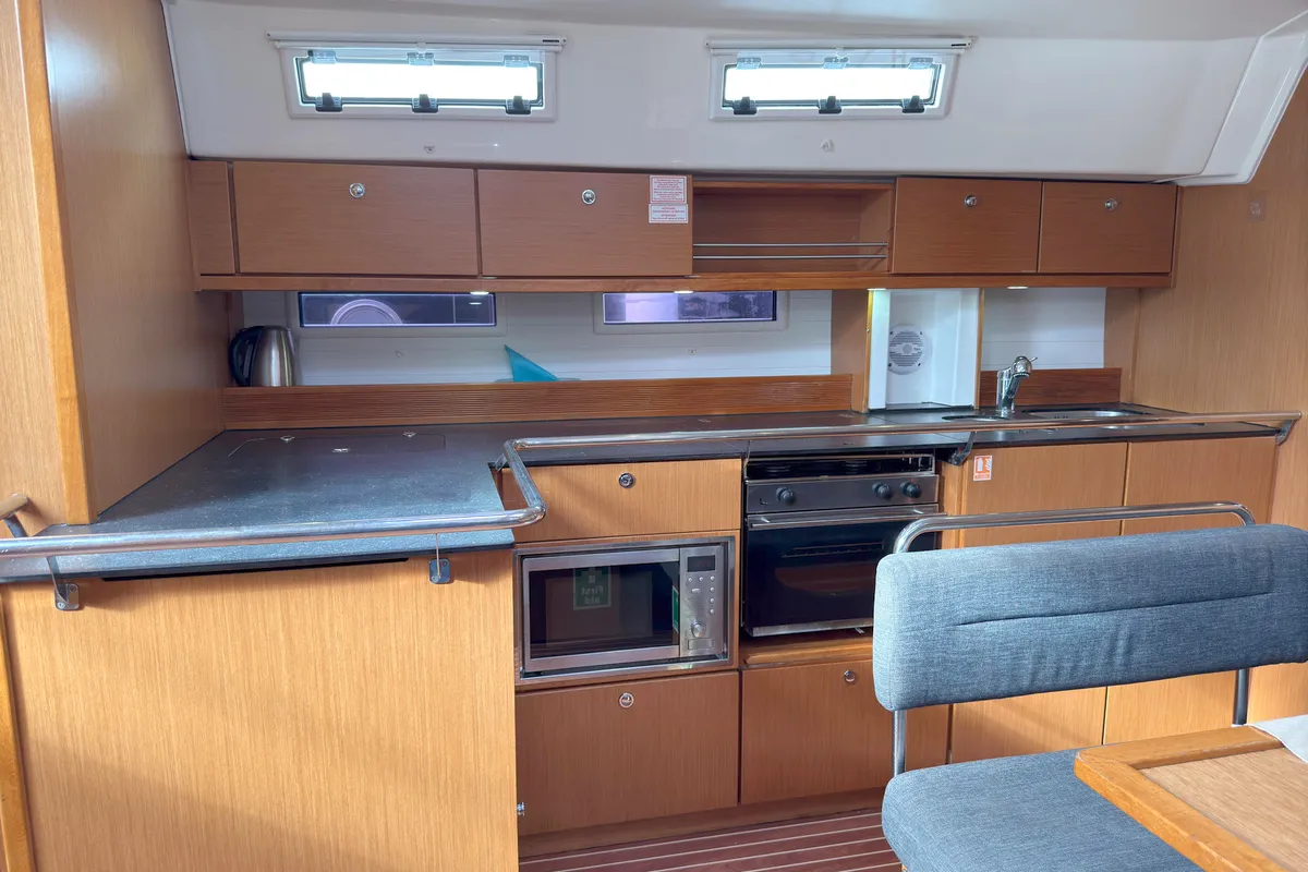 Galley of Eva, a Bavaria Cruiser 45 sailboat at Palma de Mallorca, Spain