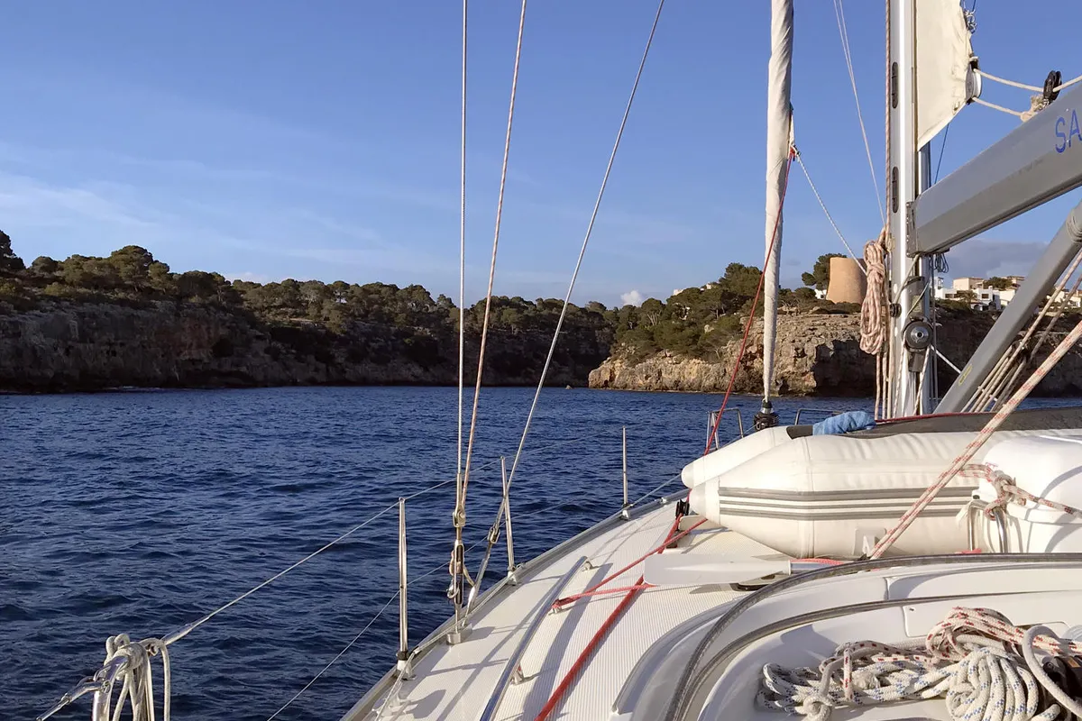Deck of Eva, a Bavaria Cruiser 45 sailboat at Palma de Mallorca, Spain
