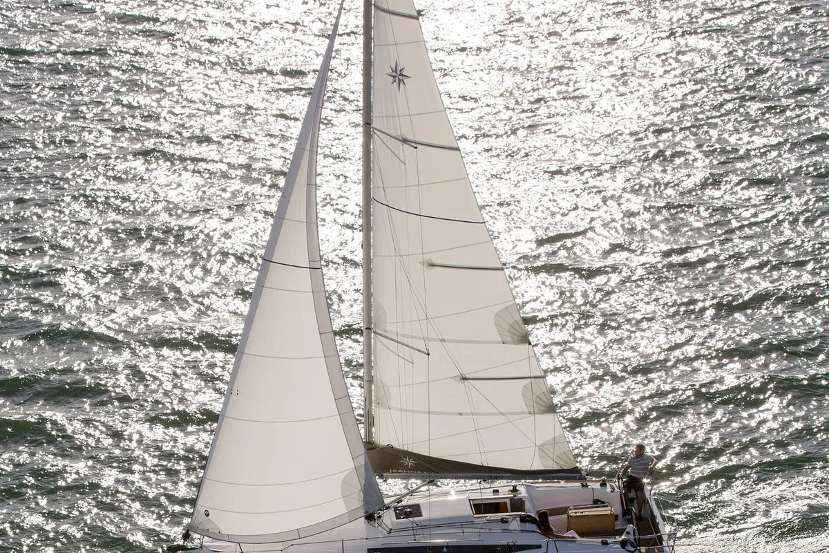 Exterior view of Anastasia, a Jeanneau Sun Odyssey 349 sailboat at Grad Biograd na Moru, Croatia