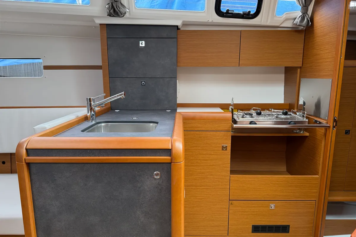 Galley of Anastasia, a Jeanneau Sun Odyssey 349 sailboat at Grad Biograd na Moru, Croatia