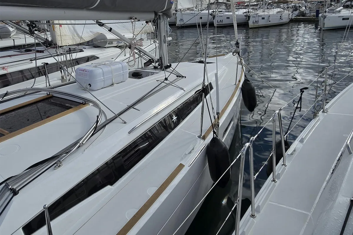 Exterior view of Anastasia, a Jeanneau Sun Odyssey 349 sailboat at Grad Biograd na Moru, Croatia