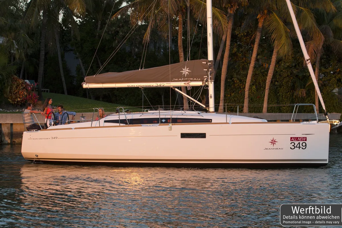 Exterior view of Anastasia, a Jeanneau Sun Odyssey 349 sailboat at Grad Biograd na Moru, Croatia
