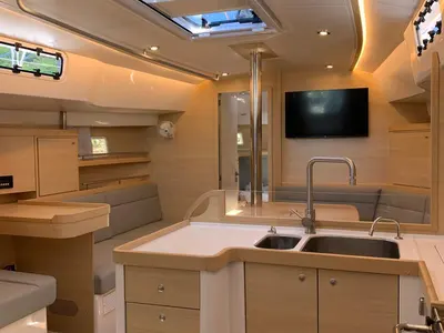 Galley of Pura Vida, a Delta 41 sailboat at Paraty, Brazil