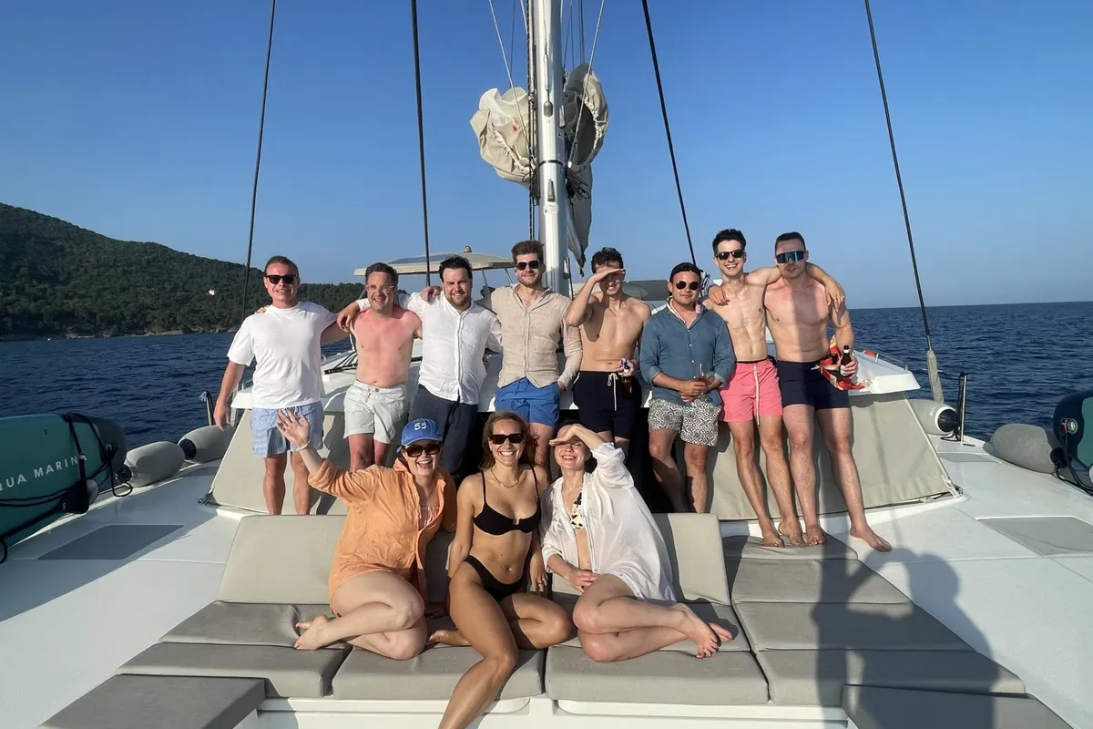 Deck of Premium, a Fountaine Pajot Elba 45 catamaran at Simpson Bay, Sint Maarten