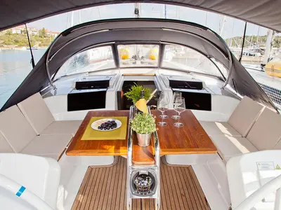 Deck of Pepe, a Hanse 458 sailboat at Grad Pula, Croatia