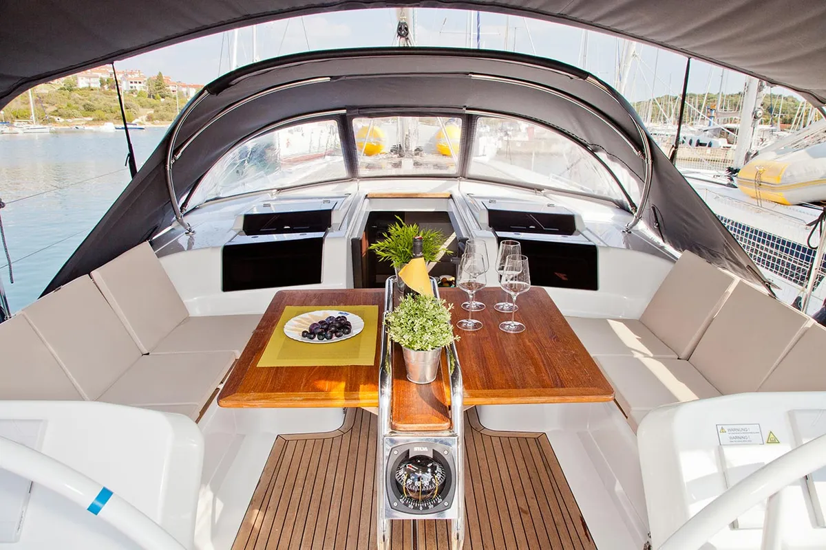 Deck of Pepe, a Hanse 458 sailboat at Grad Pula, Croatia