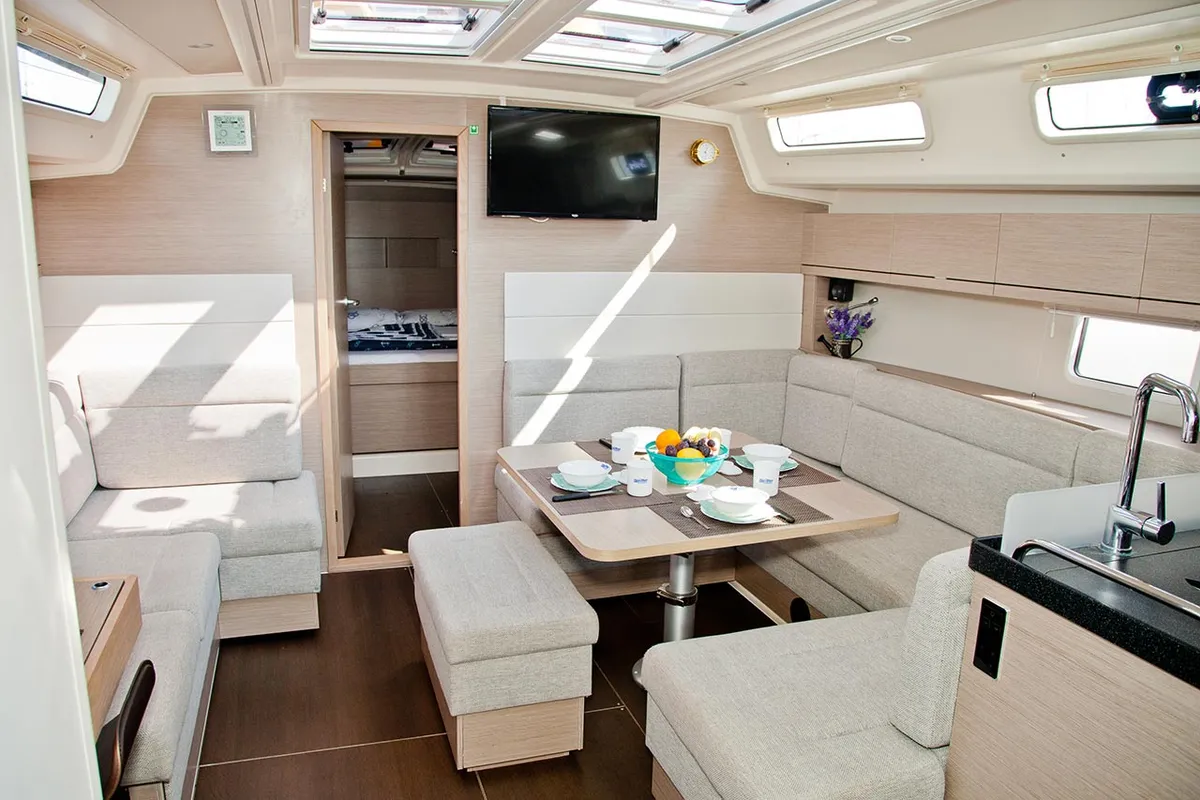 Salon of Pepe, a Hanse 458 sailboat at Grad Pula, Croatia