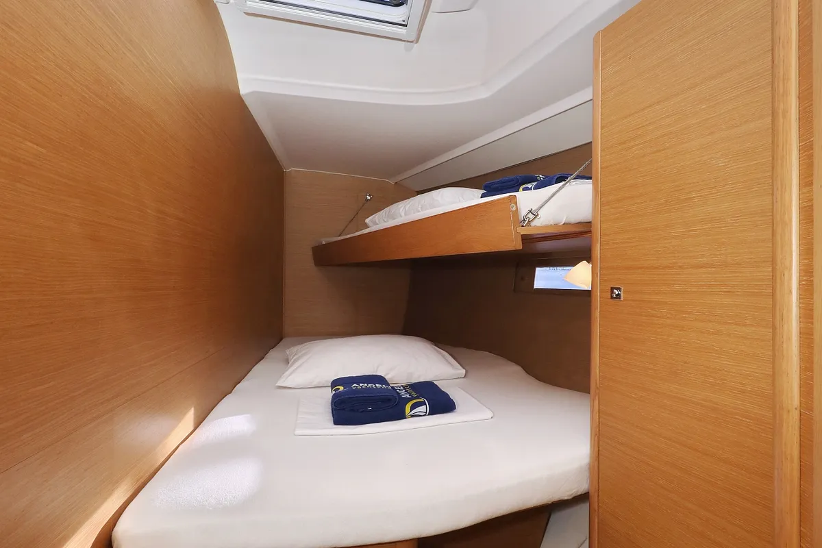 Cabin on Ocean Tango, a Dufour 460 GL sailboat at Grad Trogir, Croatia
