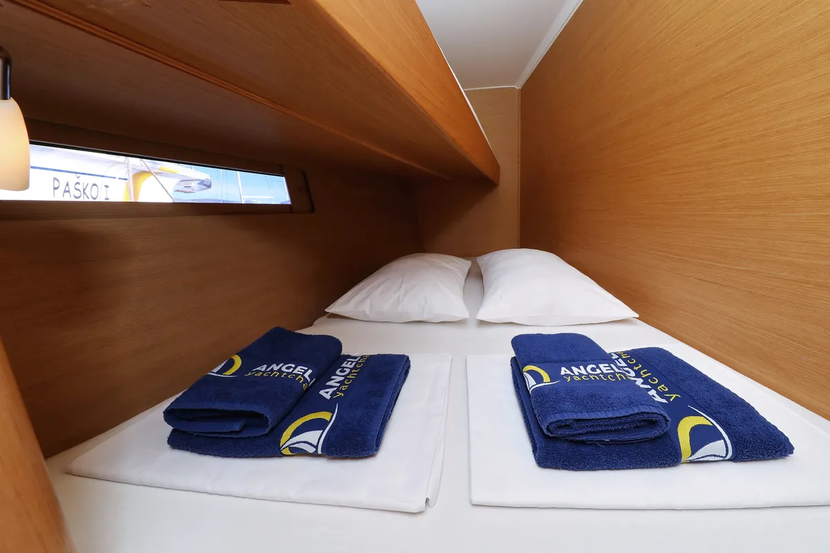 Cabin on Ocean Tango, a Dufour 460 GL sailboat at Grad Trogir, Croatia