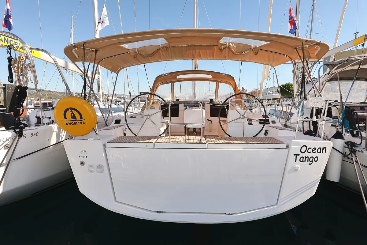 Cockpit of Ocean Tango, a Dufour 460 GL sailboat at Grad Trogir, Croatia