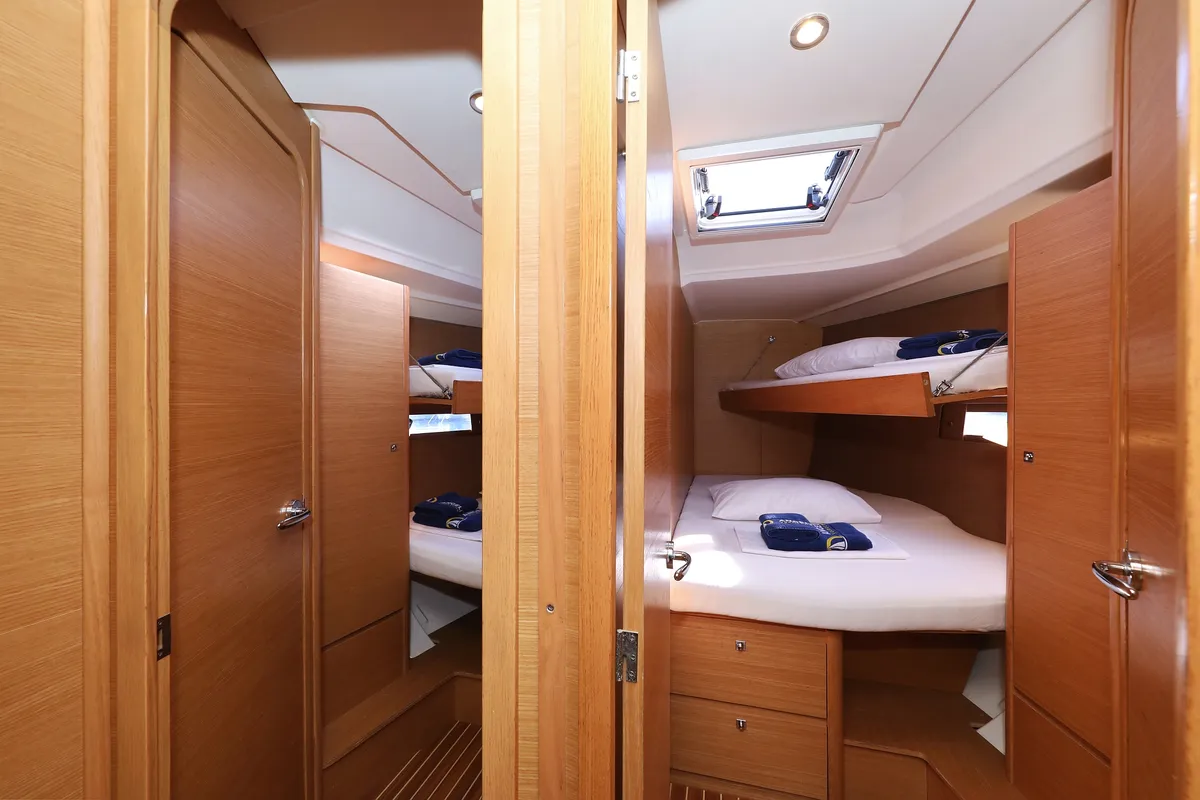 Cabin on Ocean Tango, a Dufour 460 GL sailboat at Grad Trogir, Croatia