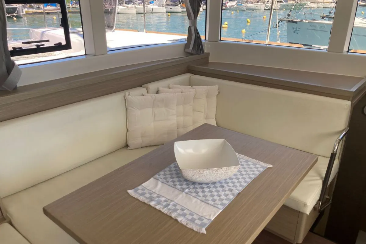 Salon of Lagoon 40, a catamaran at Paraty, Brazil