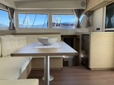 Salon of Lagoon 40, a catamaran at Paraty, Brazil