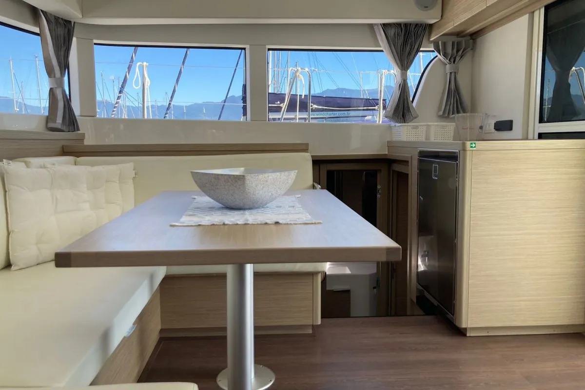 Salon of Lagoon 40, a catamaran at Paraty, Brazil
