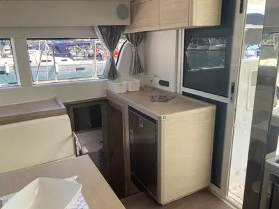 Galley of Lagoon 40, a catamaran at Paraty, Brazil