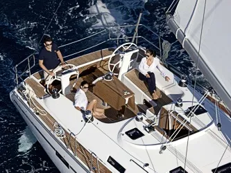 Cockpit of Four, a Bavaria Cruiser 46 sailboat at Fisksätra, Sweden