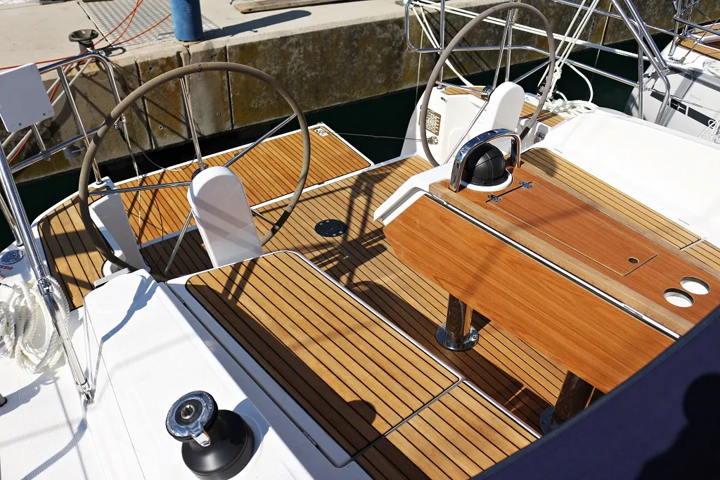 Cockpit of Andrea, a Bavaria Cruiser 37 sailboat at Općina Sukošan, Croatia