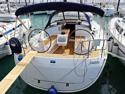 Cockpit of Andrea, a Bavaria Cruiser 37 sailboat at Općina Sukošan, Croatia