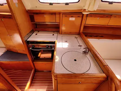 Galley of Achi, a Bavaria 31 Cruiser sailboat at Općina Sukošan, Croatia