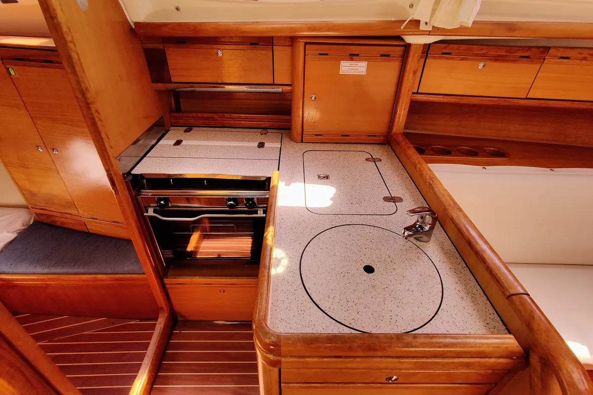 Galley of Achi, a Bavaria 31 Cruiser sailboat at Općina Sukošan, Croatia