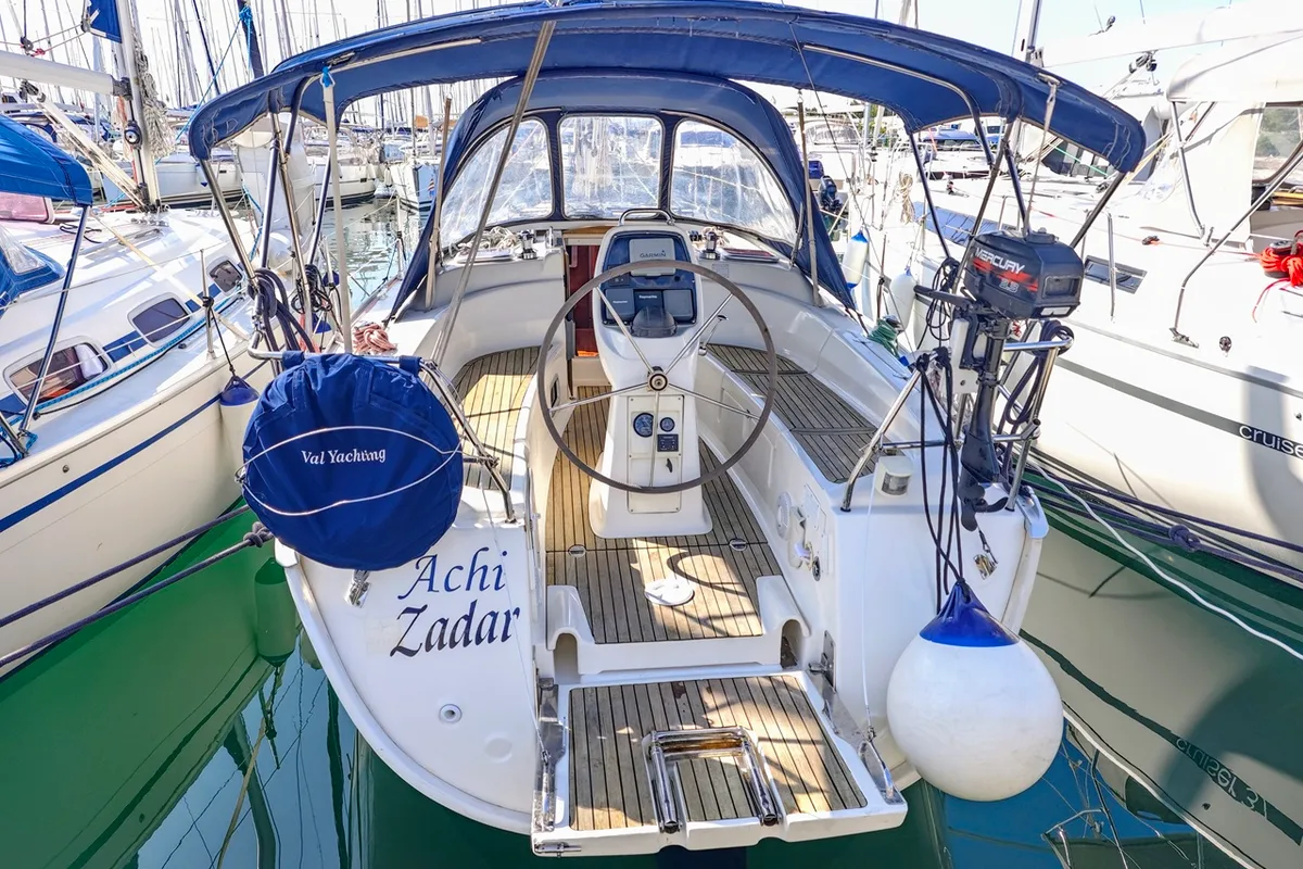 Cockpit of Achi, a Bavaria 31 Cruiser sailboat at Općina Sukošan, Croatia