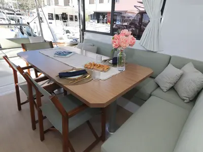 Galley of Sapphire, a Bali Catspace catamaran at Seget Donji, Croatia