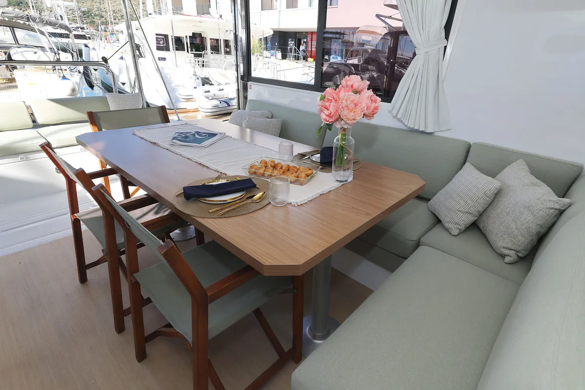 Galley of Sapphire, a Bali Catspace catamaran at Seget Donji, Croatia
