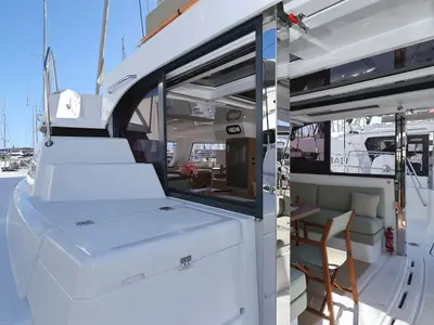 Salon of Sapphire, a Bali Catspace catamaran at Seget Donji, Croatia